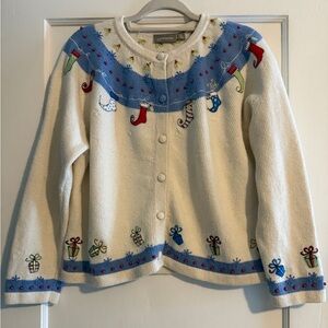 Vintage Croft & Barrow Wool Angora Ugly Christmas Stockings Sweater PL